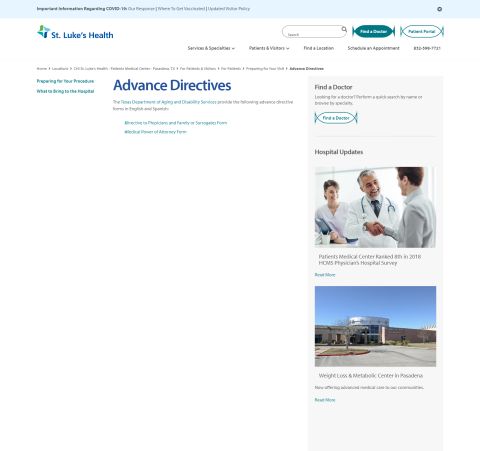 Advance directives | Patients Medical Center | St. Luke's Health